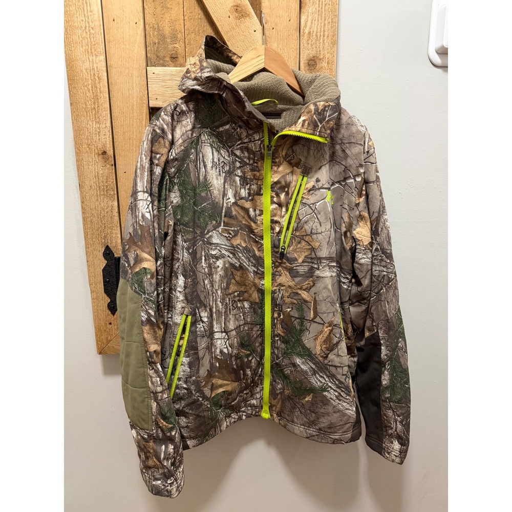 Under Armour Mens Realtree Xtra Camo Fleece Lined Full Zip Jacket Neon XL